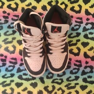 Jordan Kids Black and White High-Top Sneakers with Red Jumpman